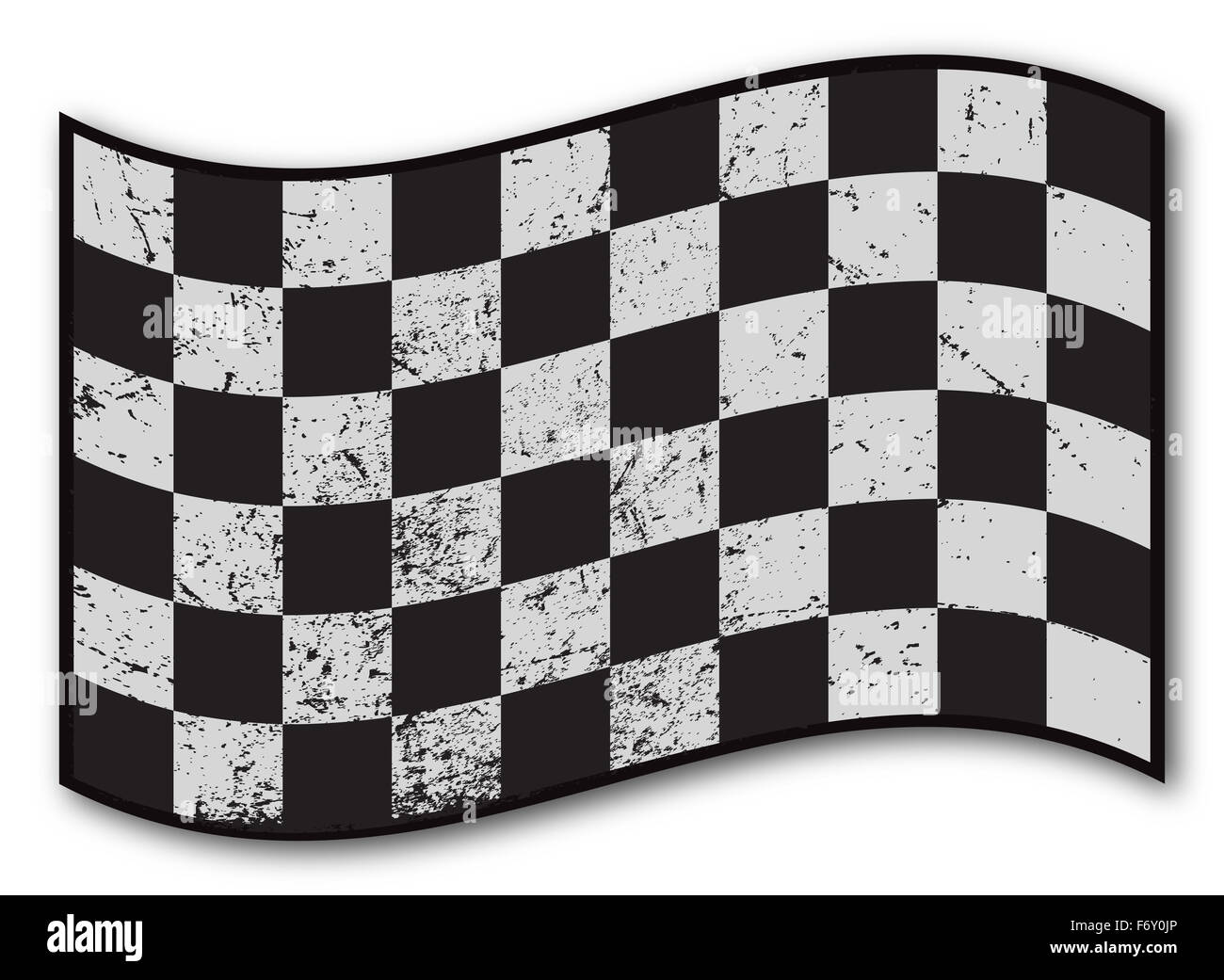 Ein grunged Checkered Flag design isolierten auf weißen Hintergrund Stockfoto