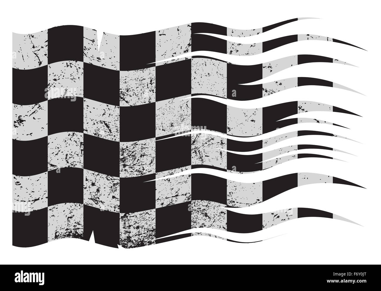 Ein wellig und grunged Checkered Flag design isolierten auf weißen Hintergrund Stockfoto