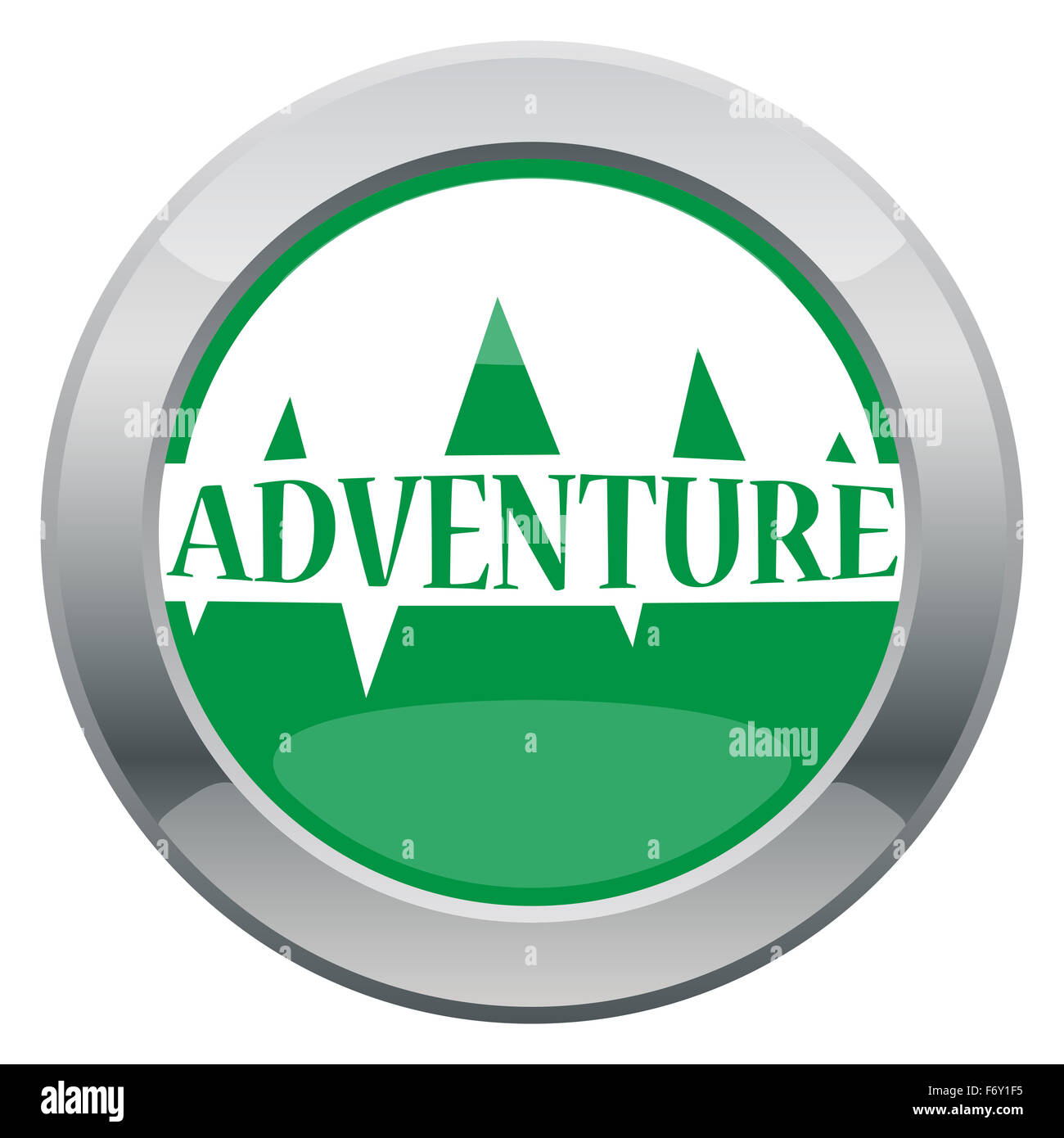 Ein Abenteuer-Symbol grün isoliert auf weißem Hintergrund Stockfoto