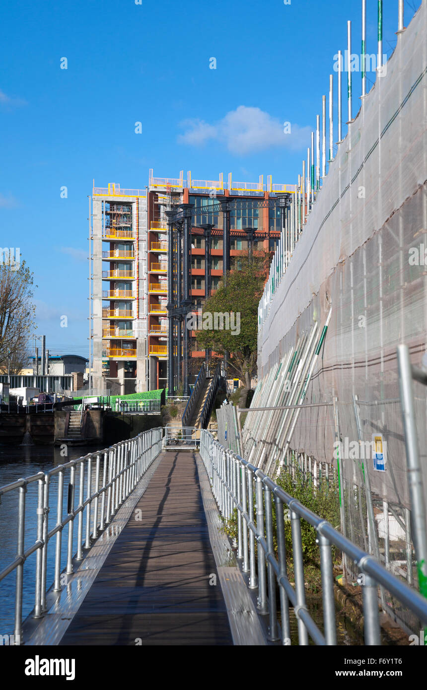 21. November 2015 - Bauarbeiten die Regents Canal im Rahmen des Projekts "Regeneration" für Kings Cross Stockfoto