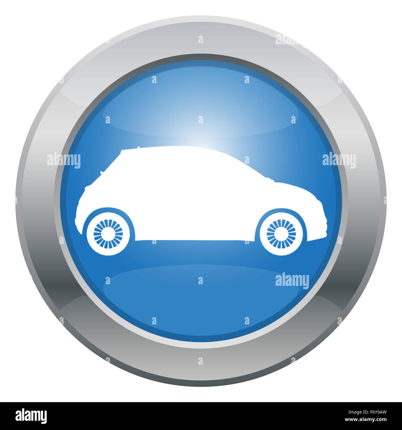 Ein Kleinwagen-Ikone in blau auf einem weißen Hintergrund isoliert Stockfoto