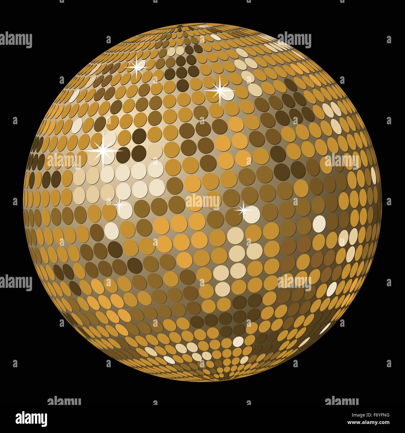 Gold-abstrakte Ball auf schwarzem Hintergrund isoliert. Vektor-Illustration. Stock Vektor