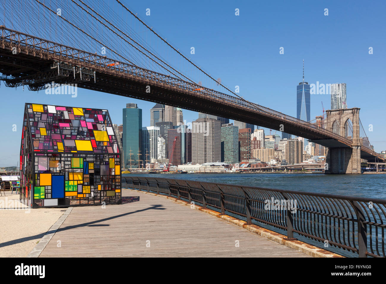 Jeppe Hein Kunst Installation, Brooklyn Bridge Park, New York City, USA Stockfoto