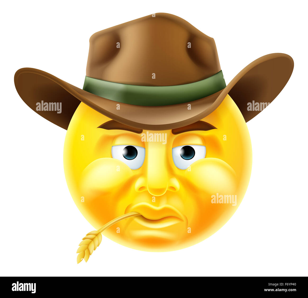 Comicfigur Emoji Emoticons Cowboy Smiley Gesicht Stockfoto