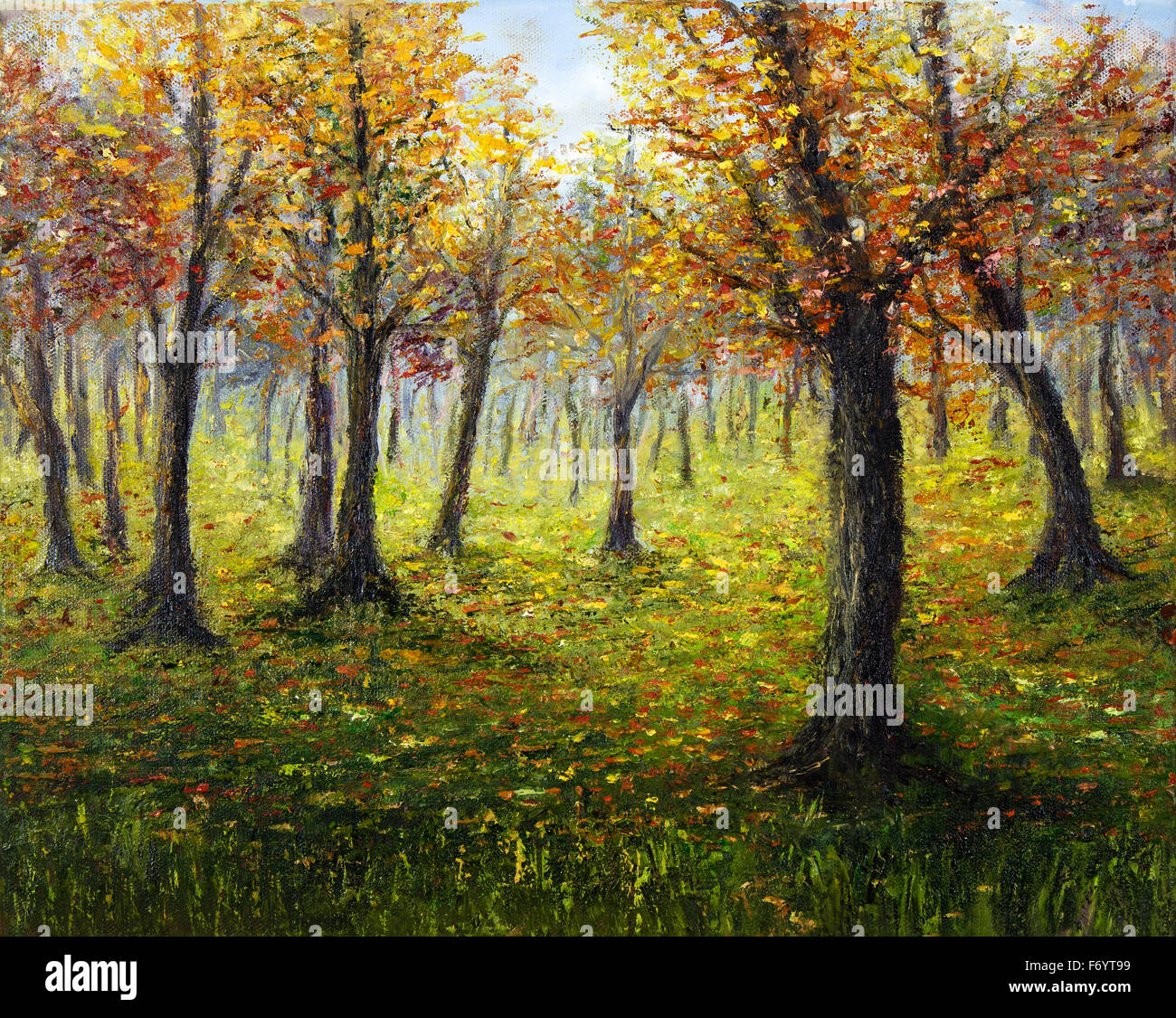 Original Ölgemälde, die schönen Herbst Wald auf Leinwand. Moderne ...