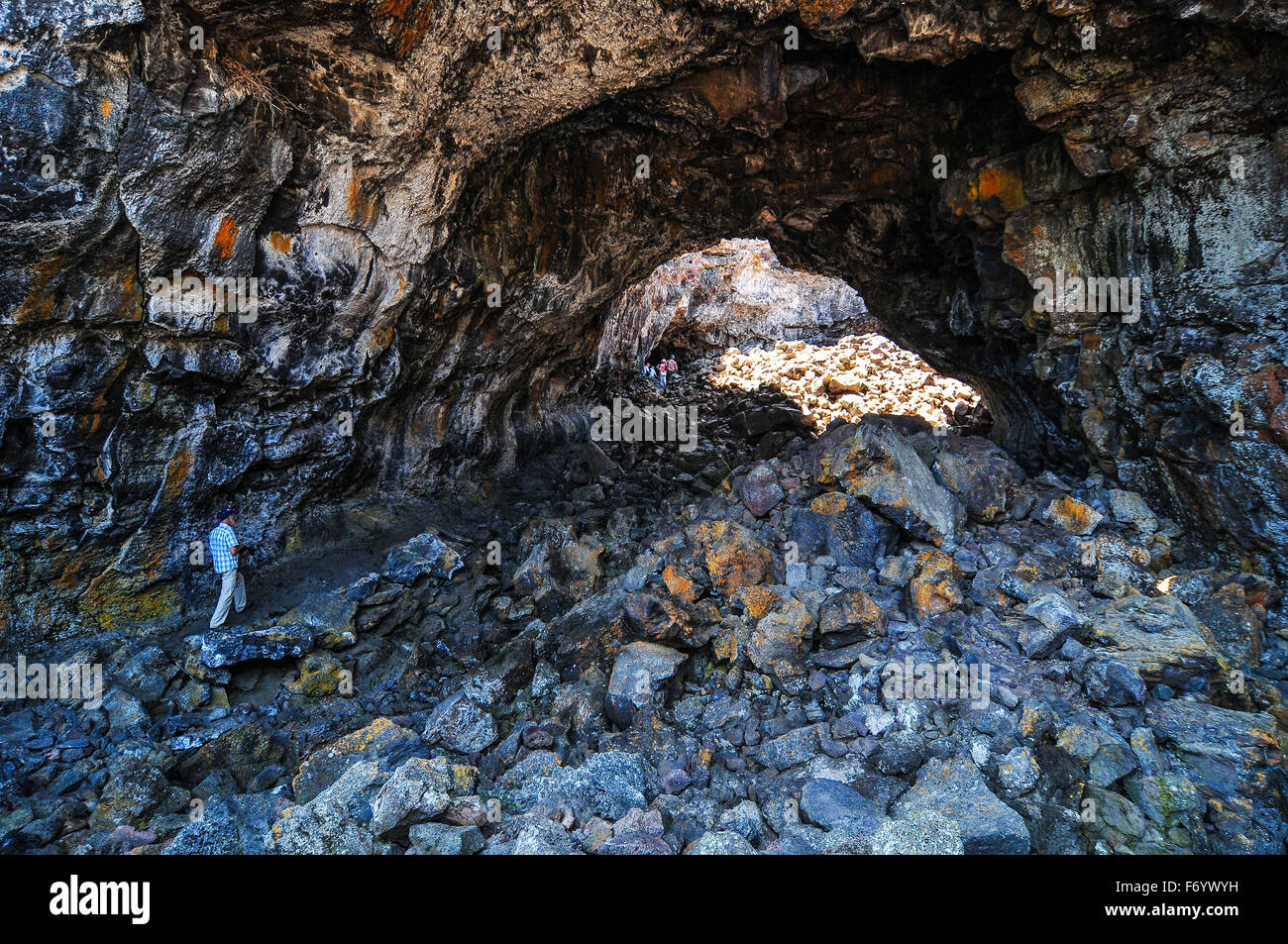 Lava Tube Indian Tunnel in die Landschaft der Krater des Mondes in Idaho Amerika Stockfoto