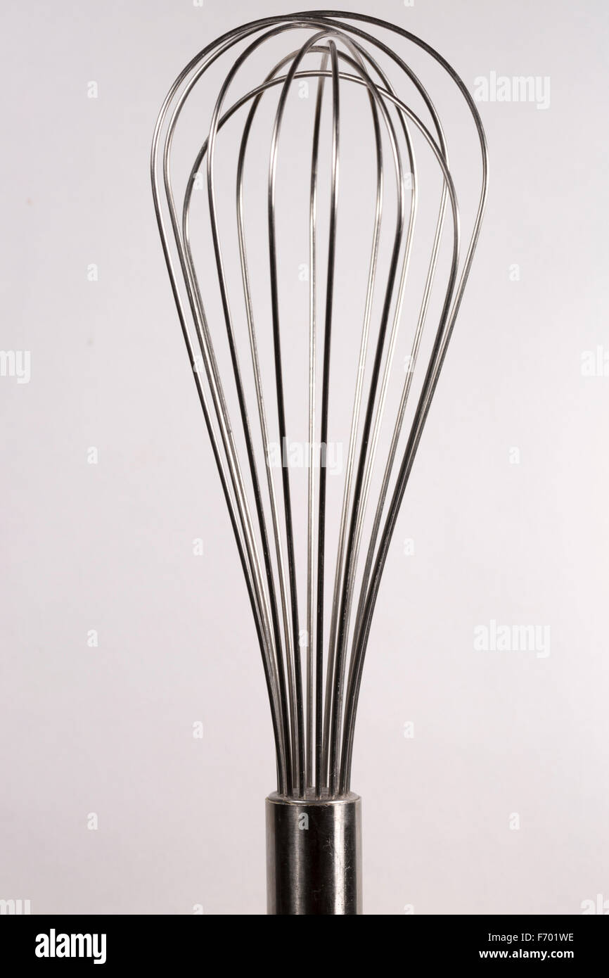 Ballon Schneebesen Close Up auf weiß/grauen Hintergrund. Stockfoto