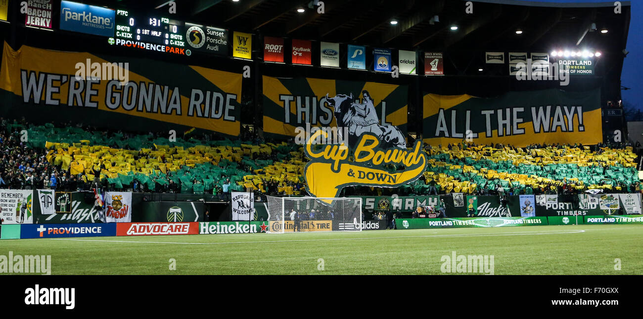 Die Hölzer Armee Tifo. Die Portland Timbers FC veranstaltete ...