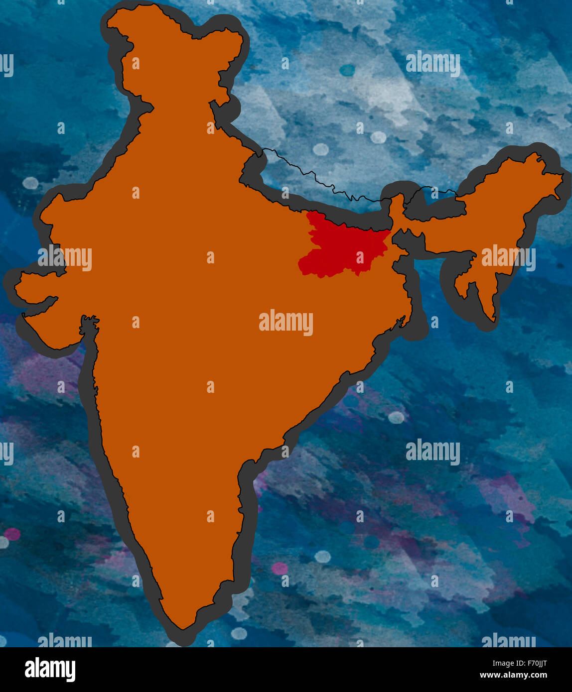 Abbildung, Bihar Lage Karte, Indien, Asien Stockfoto
