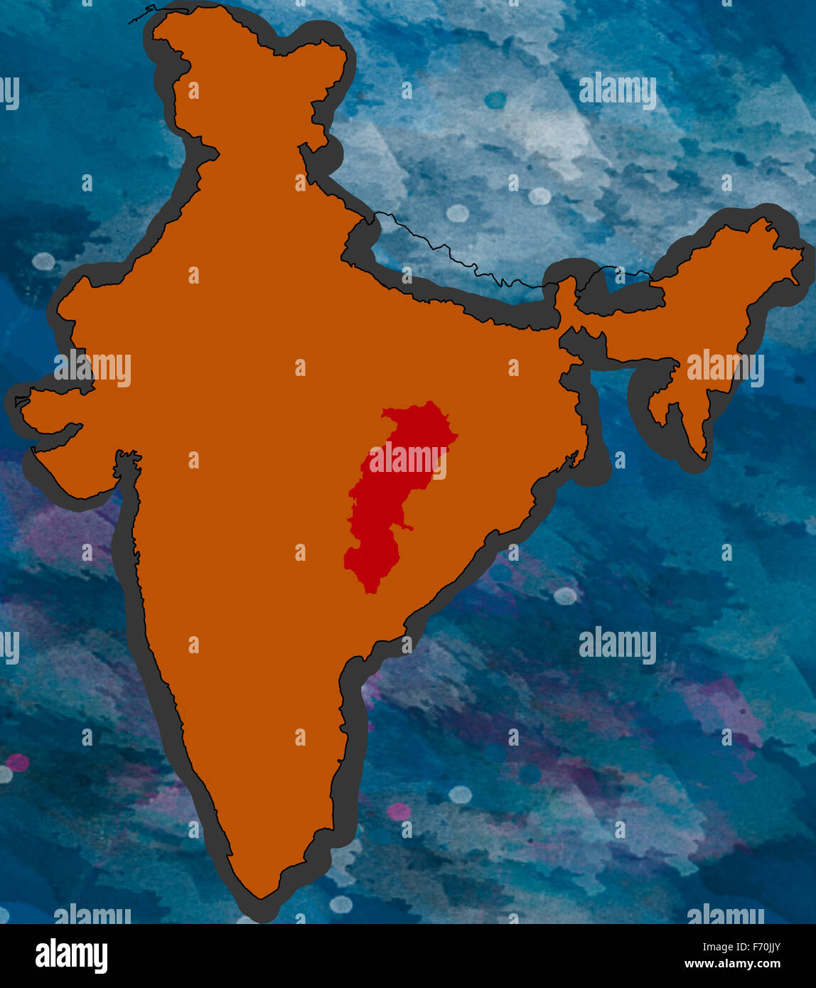 Abbildung, Chhattisgarh Lage Karte, Indien, Asien Stockfoto