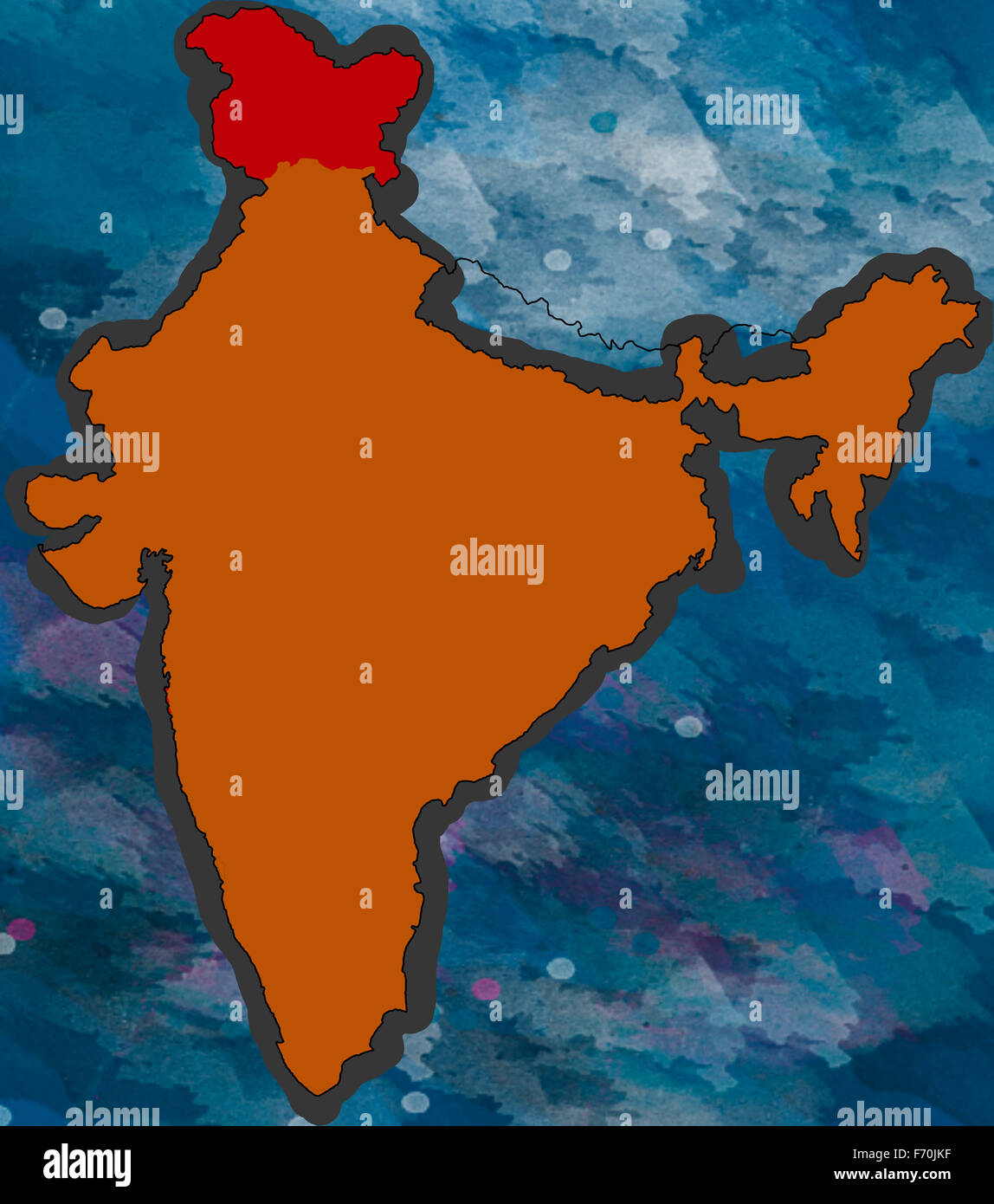 Abbildung, Jammu & Kaschmir Lage Karte, Indien, Asien Stockfoto