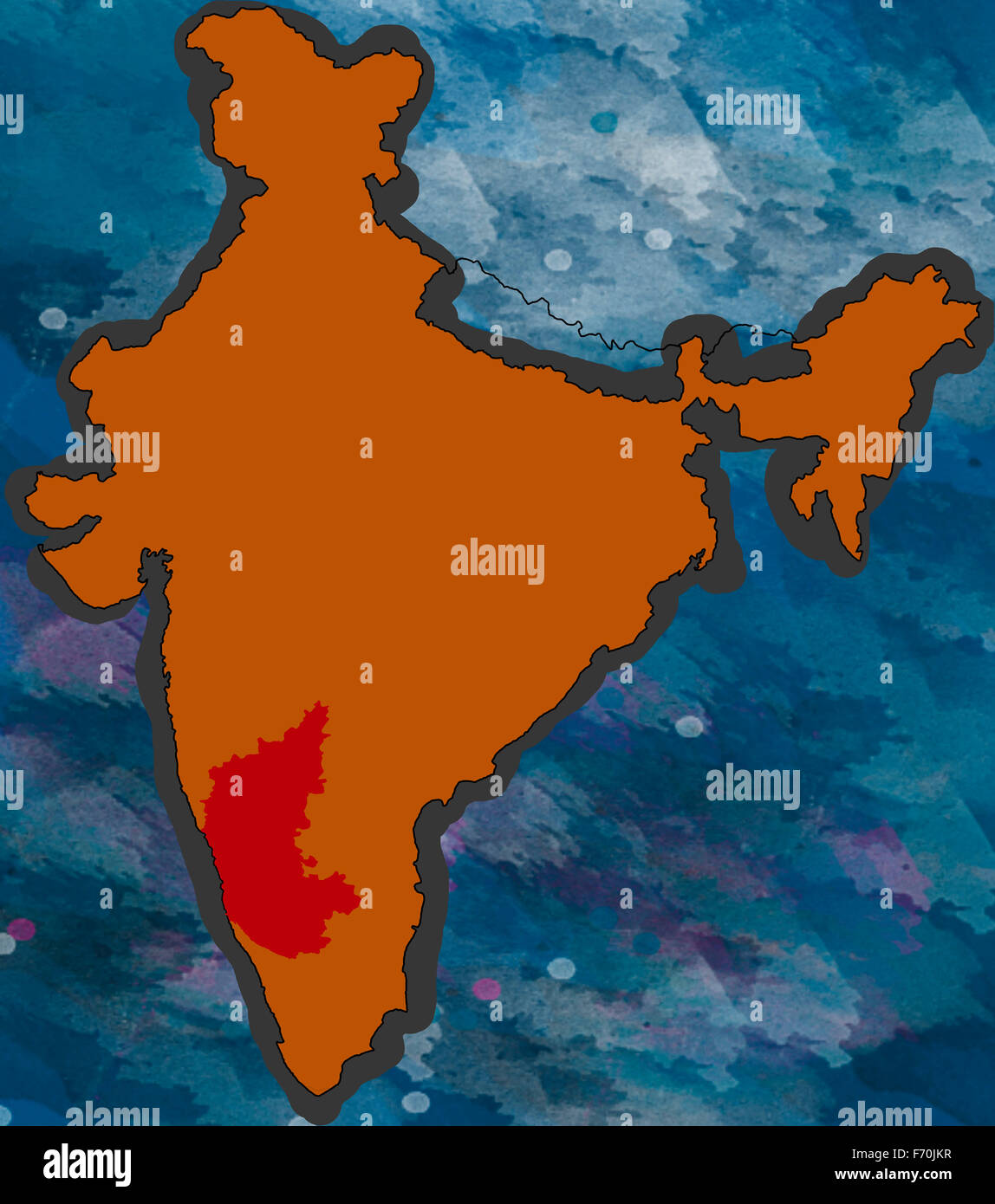 Abbildung, Karnataka Lage Karte, Indien, Asien Stockfoto