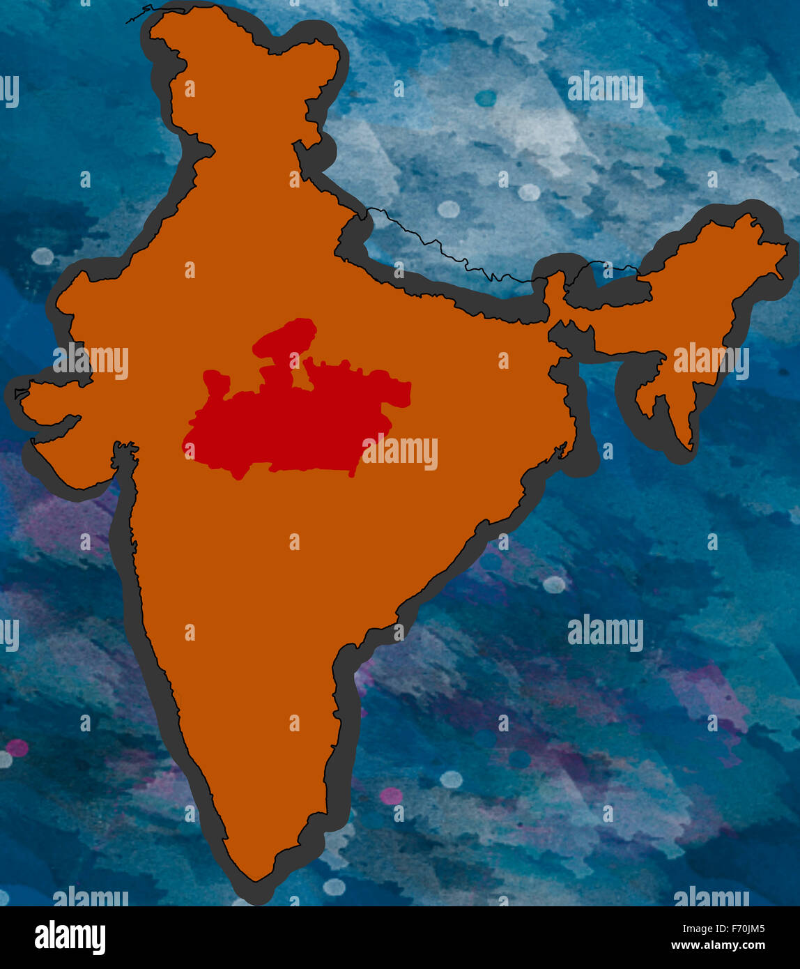 Abbildung, Madhya Pradesh Lage Karte, Indien, Asien Stockfoto