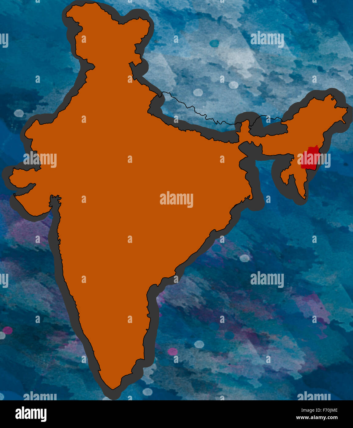 Abbildung, Manipur Lage Karte, Indien, Asien Stockfoto