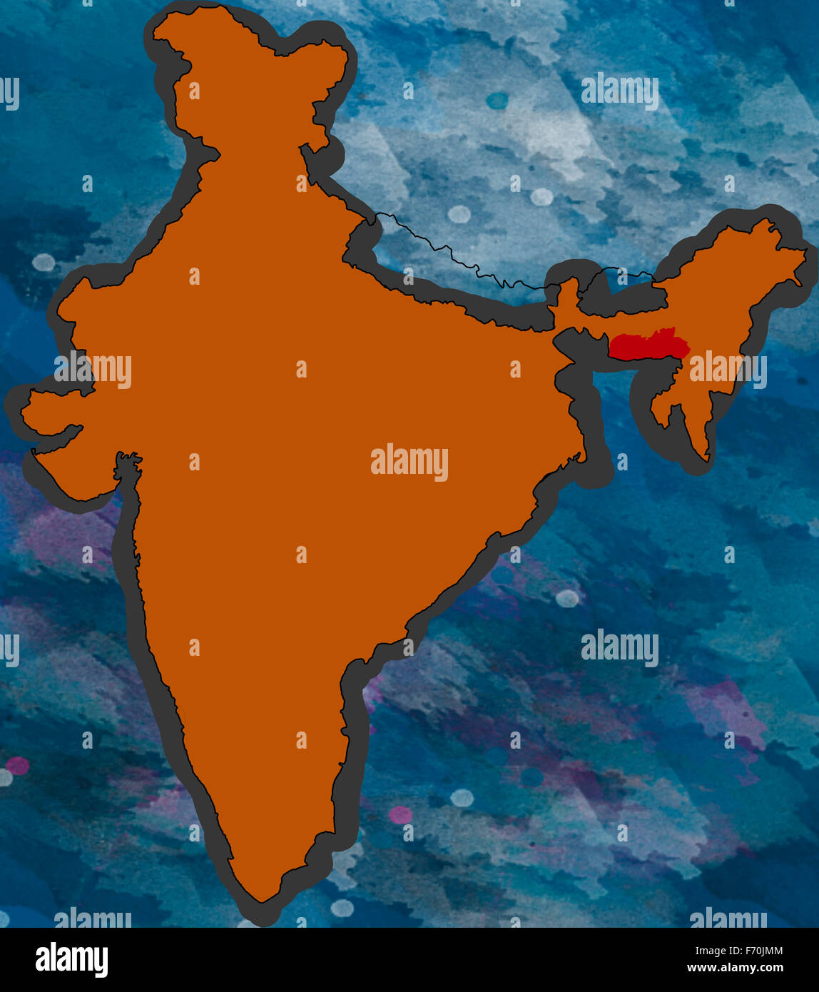 Abbildung, Meghalaya Lage Karte, Indien, Asien Stockfoto