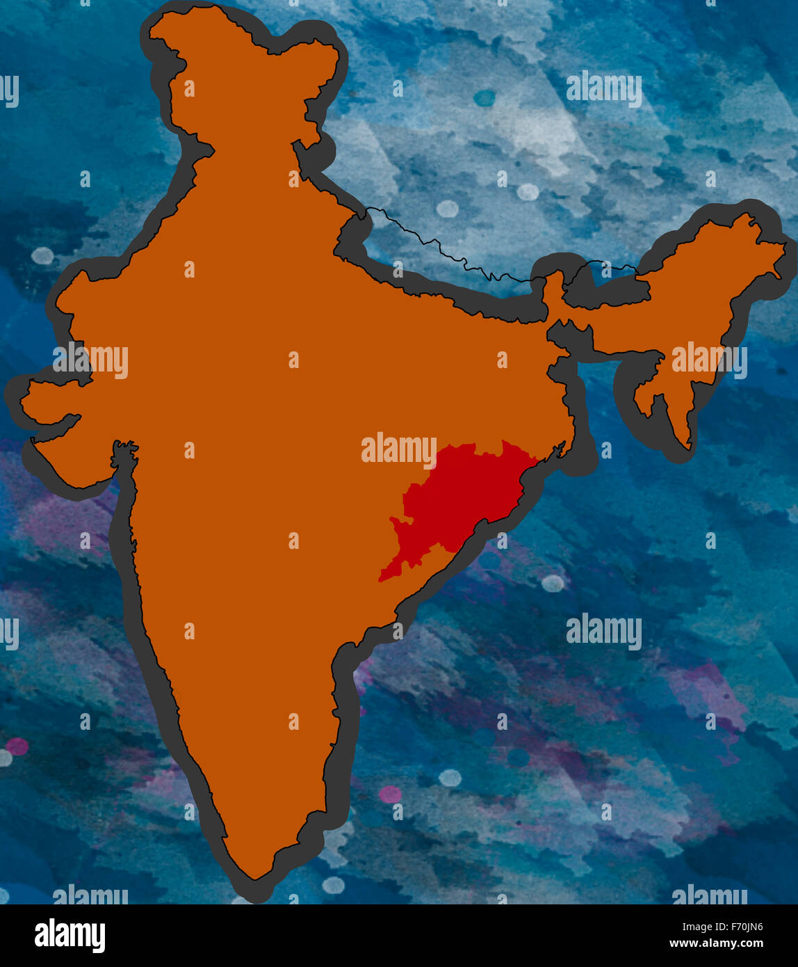 Abbildung, Orissa Lage Karte, Indien, Asien Stockfoto