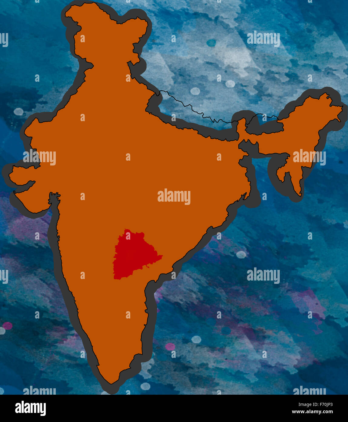 Abbildung, Telangana Lage Karte, Indien, Asien Stockfoto