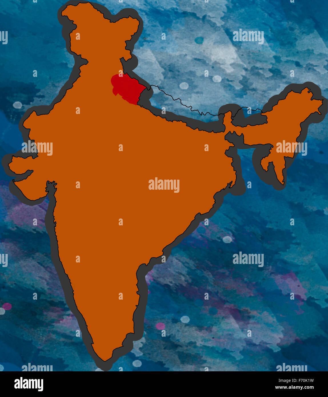 Abbildung, Uttrakhand Lage Karte, Indien, Asien Stockfoto
