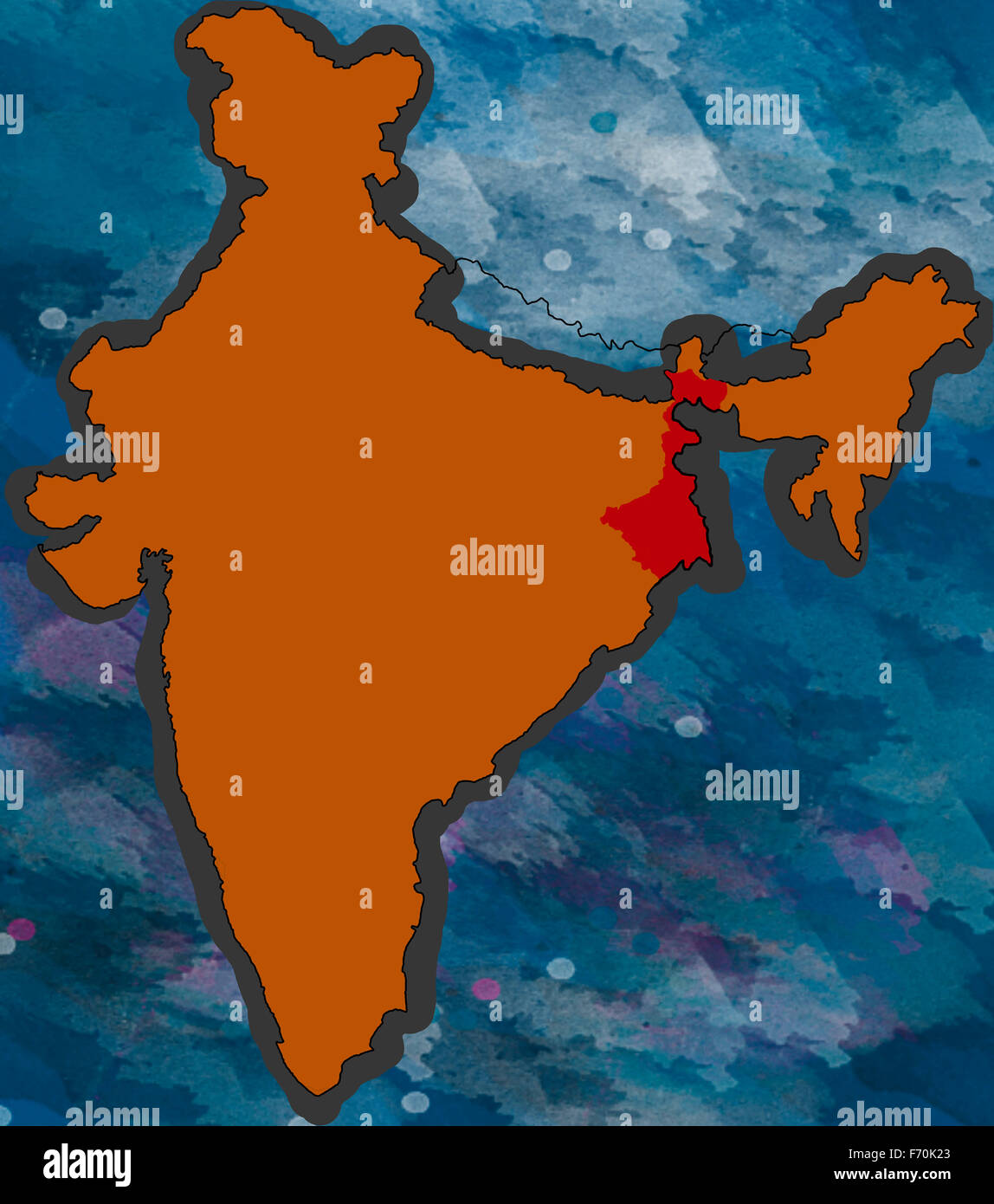 Abbildung, West Bengal Lage Karte, Indien, Asien Stockfoto