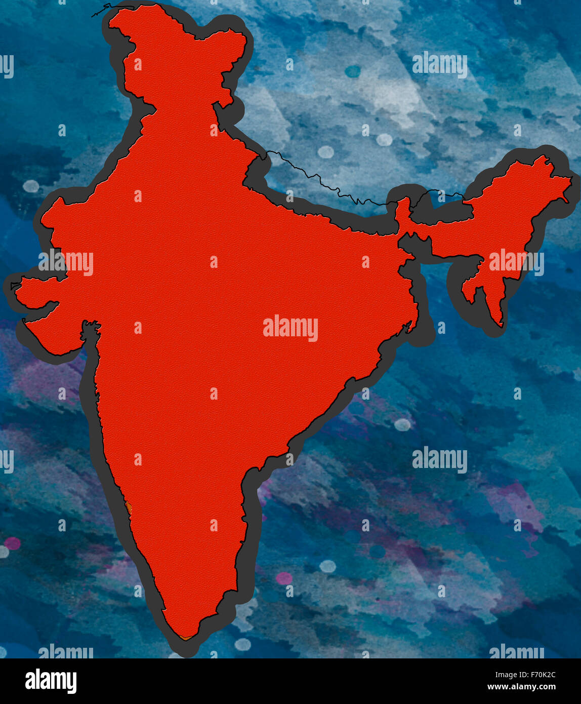 Karte von Indien, Karte von Indien, Indische Karte, Indien, Asiatische Karte, Asien Stockfoto