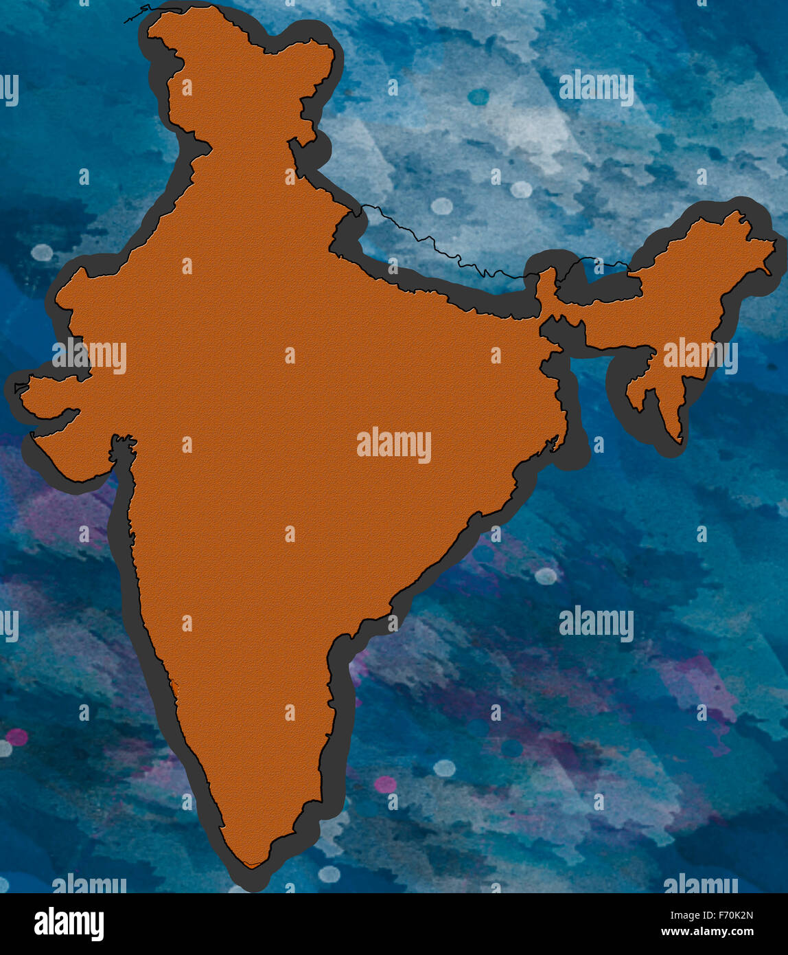 Karte von Indien, Karte von Indien, Indische Karte, Indien, Asiatische Karte, Asien Stockfoto