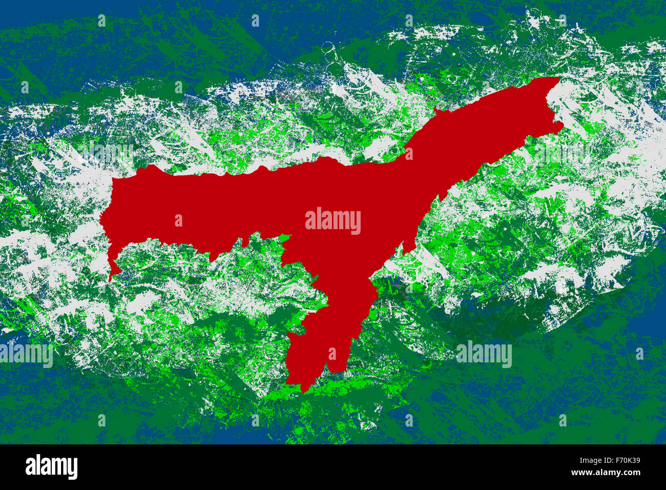Abbildung, Assam Lage Karte, Indien, Asien Stockfoto