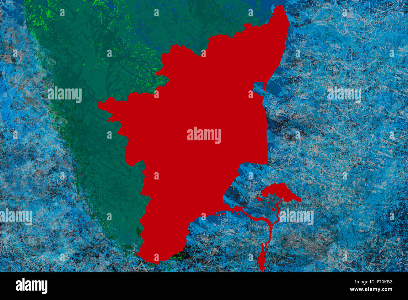 Illustration, Lageplan von Tamil Nadu, Indien, Asien Stockfoto