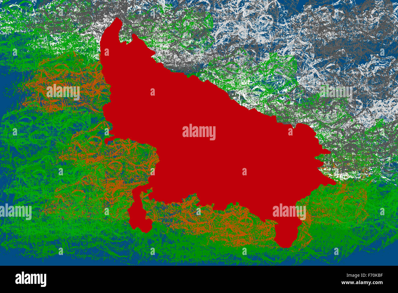 Abbildung, Uttar Pradesh Lage Karte, Indien, Asien Stockfoto