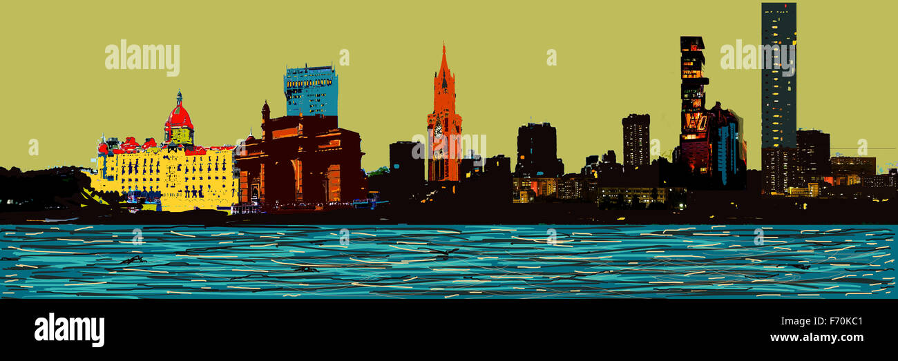 Skyline von Mumbai, skyline von bombay, bombay, mumbai, maharashtra, indien, asien Stockfoto