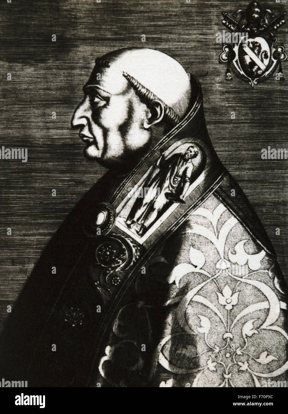 Papst Paul II. (1417-1471). Geboren Pietro Barbo. Papst von 1464-1471. Porträt. Gravur. Stockfoto