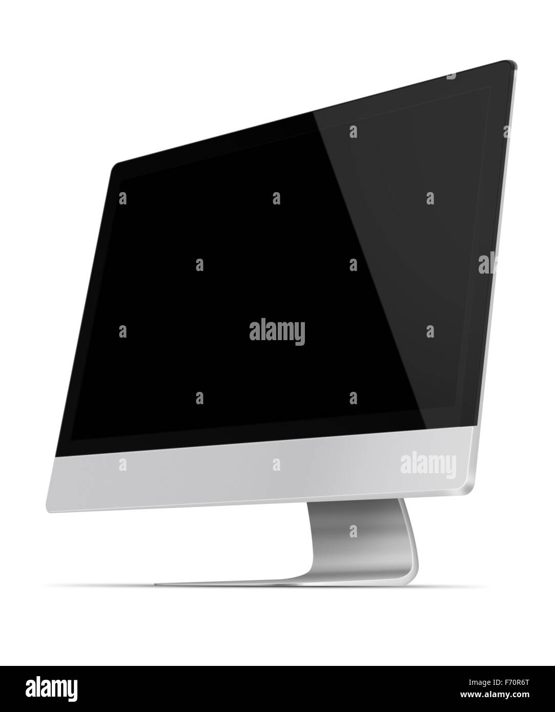 Flachbildschirm Computermonitor mit schwarzen Schirm isoliert auf weißem Hintergrund. Sehr detaillierte Darstellung. Stockfoto