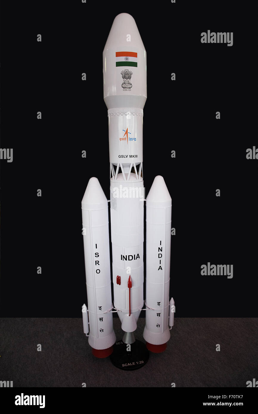 ISRO-Raketenmodell Indien Indian Space Research Organisation Stockfoto