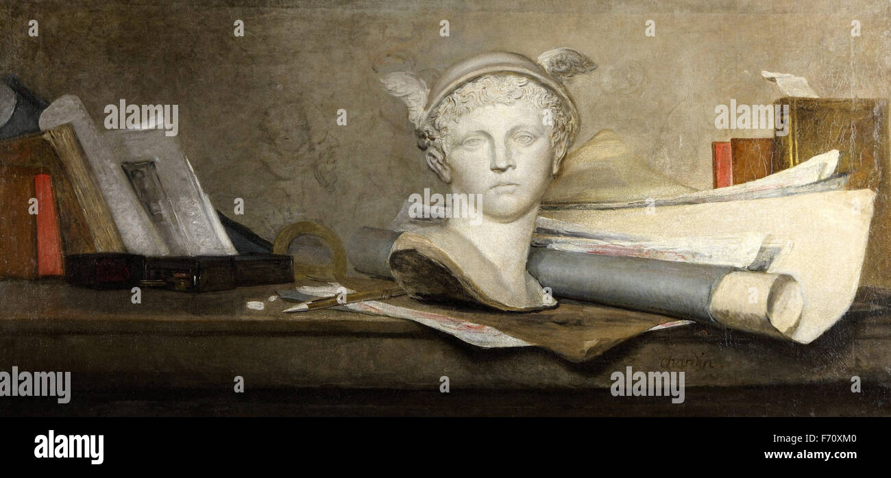 Jean Siméon Chardin - Stillleben mit Attributen der Künste Stockfoto