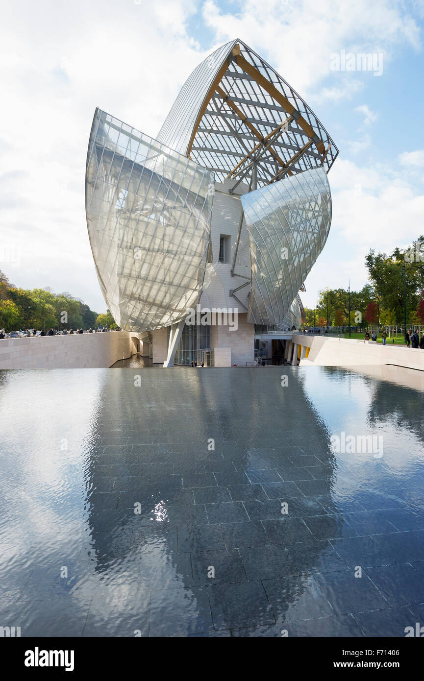 Louis Vuitton Foundation, privates Museum für moderne Kunst, Architekt Frank Gehry, Bois de Bologne, Paris, Île-de-France, Frankreich Stockfoto