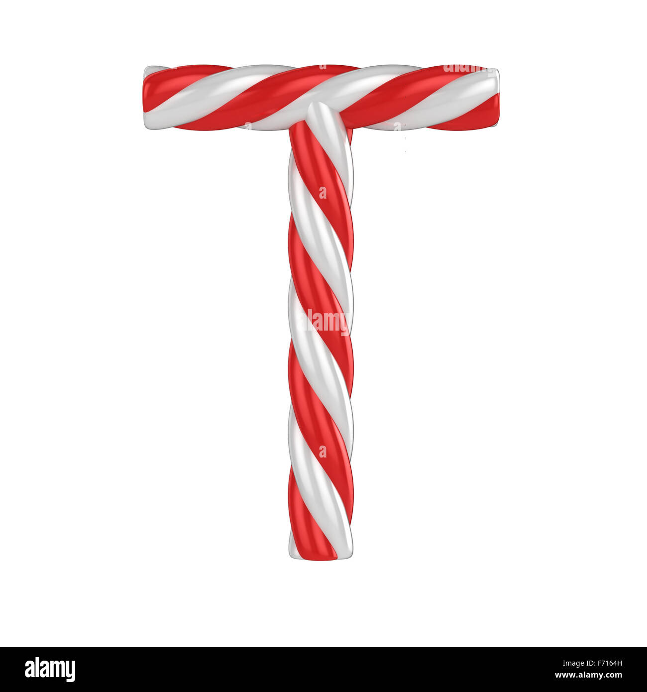 Christmas Candy Cane Schriftart - Buchstabe T Stockfoto