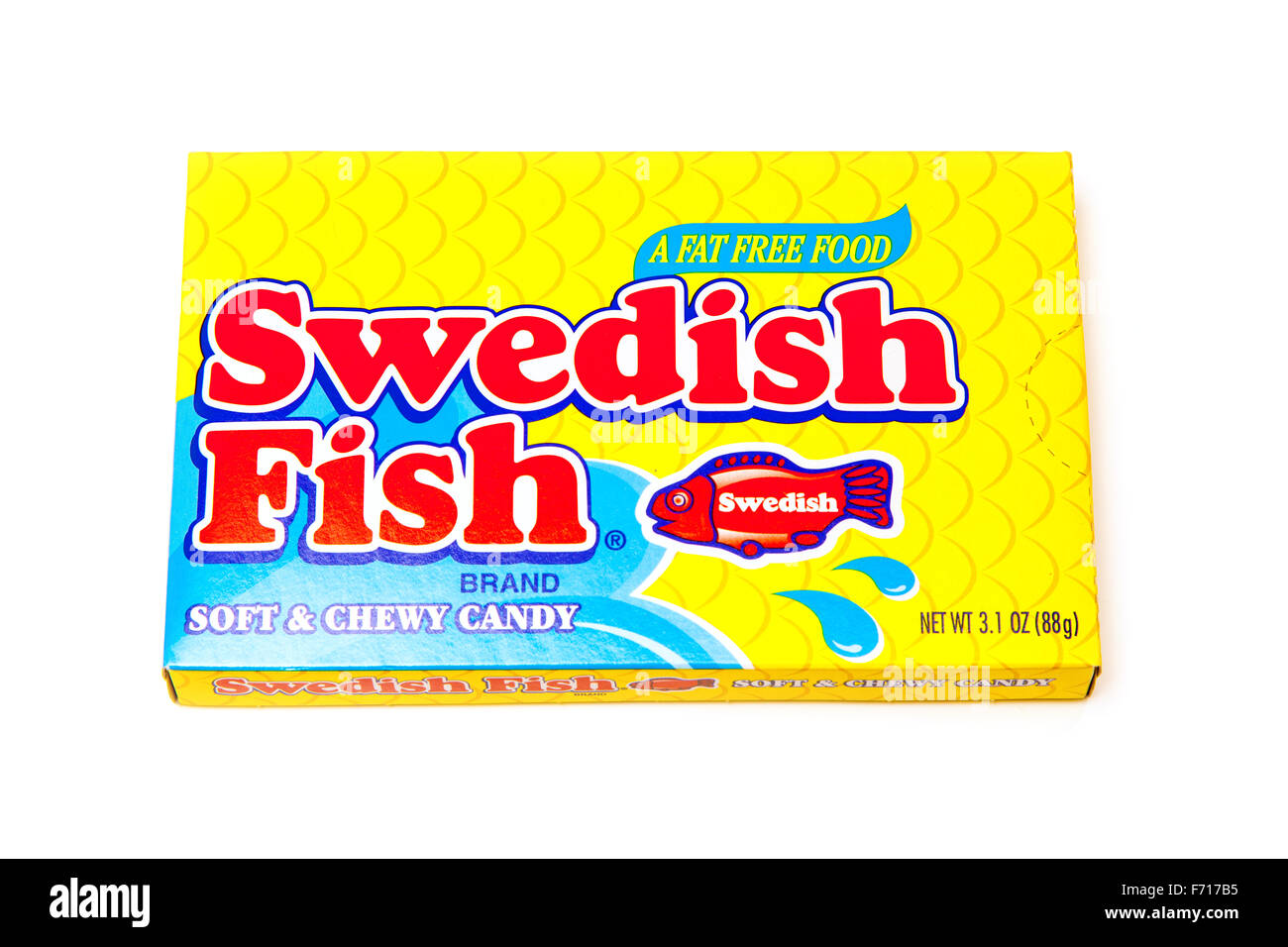 Schwedische Fisch Süßigkeit Süßigkeiten isoliert auf einem weißen Studio-Hintergrund. Stockfoto