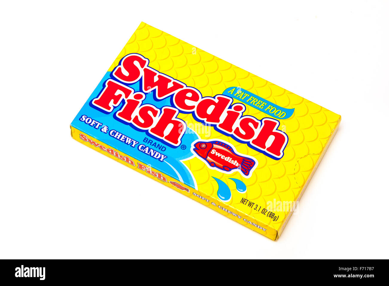 Schwedische Fisch Süßigkeit Süßigkeiten isoliert auf einem weißen Studio-Hintergrund. Stockfoto