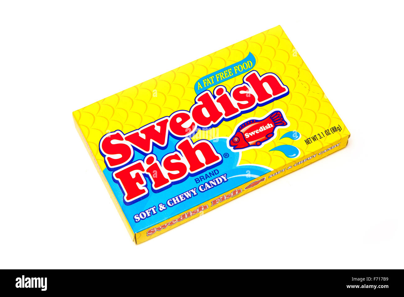Schwedische Fisch Süßigkeit Süßigkeiten isoliert auf einem weißen Studio-Hintergrund. Stockfoto