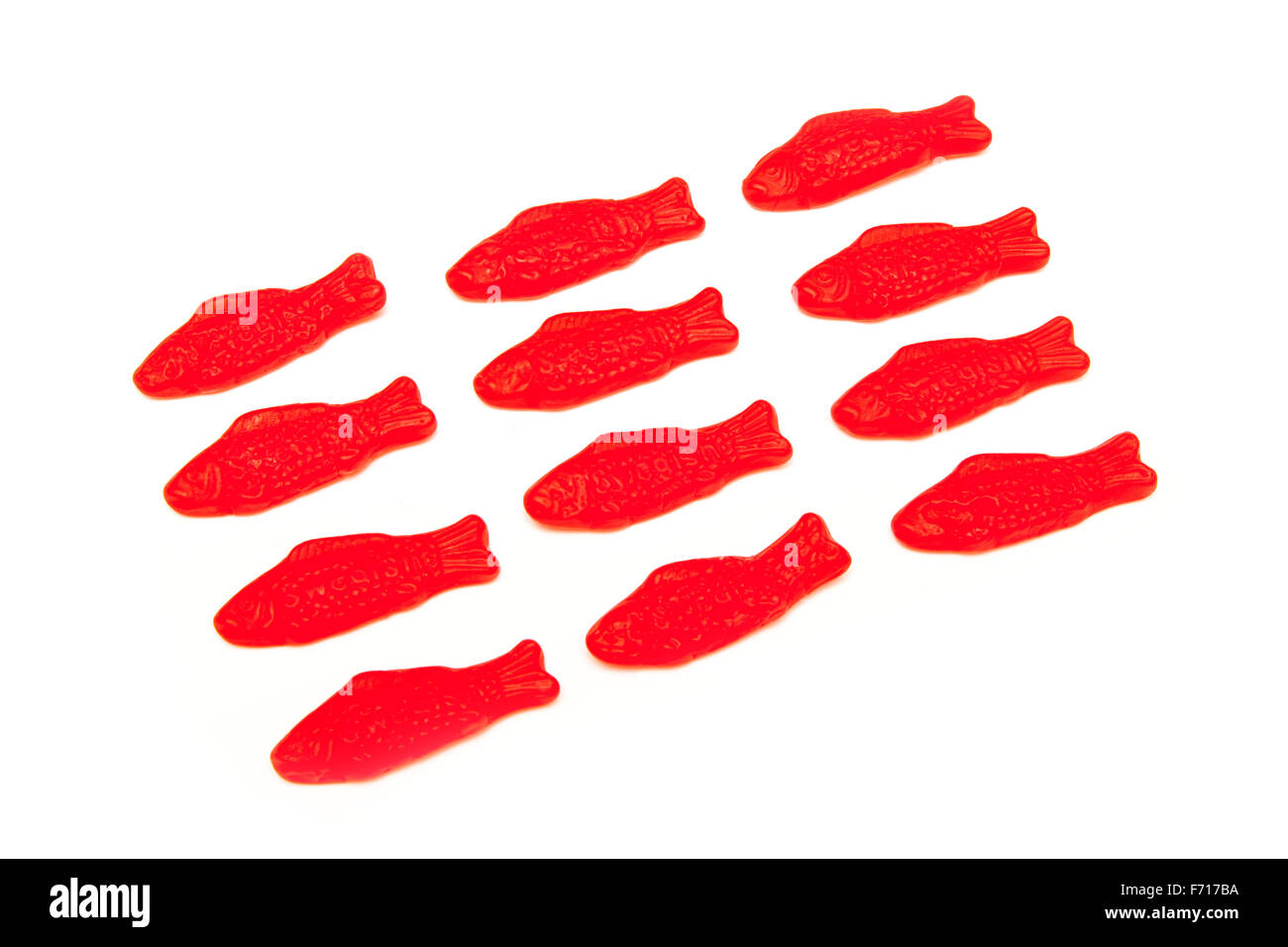 Schwedische Fisch Süßigkeit Süßigkeiten isoliert auf einem weißen Studio-Hintergrund. Stockfoto