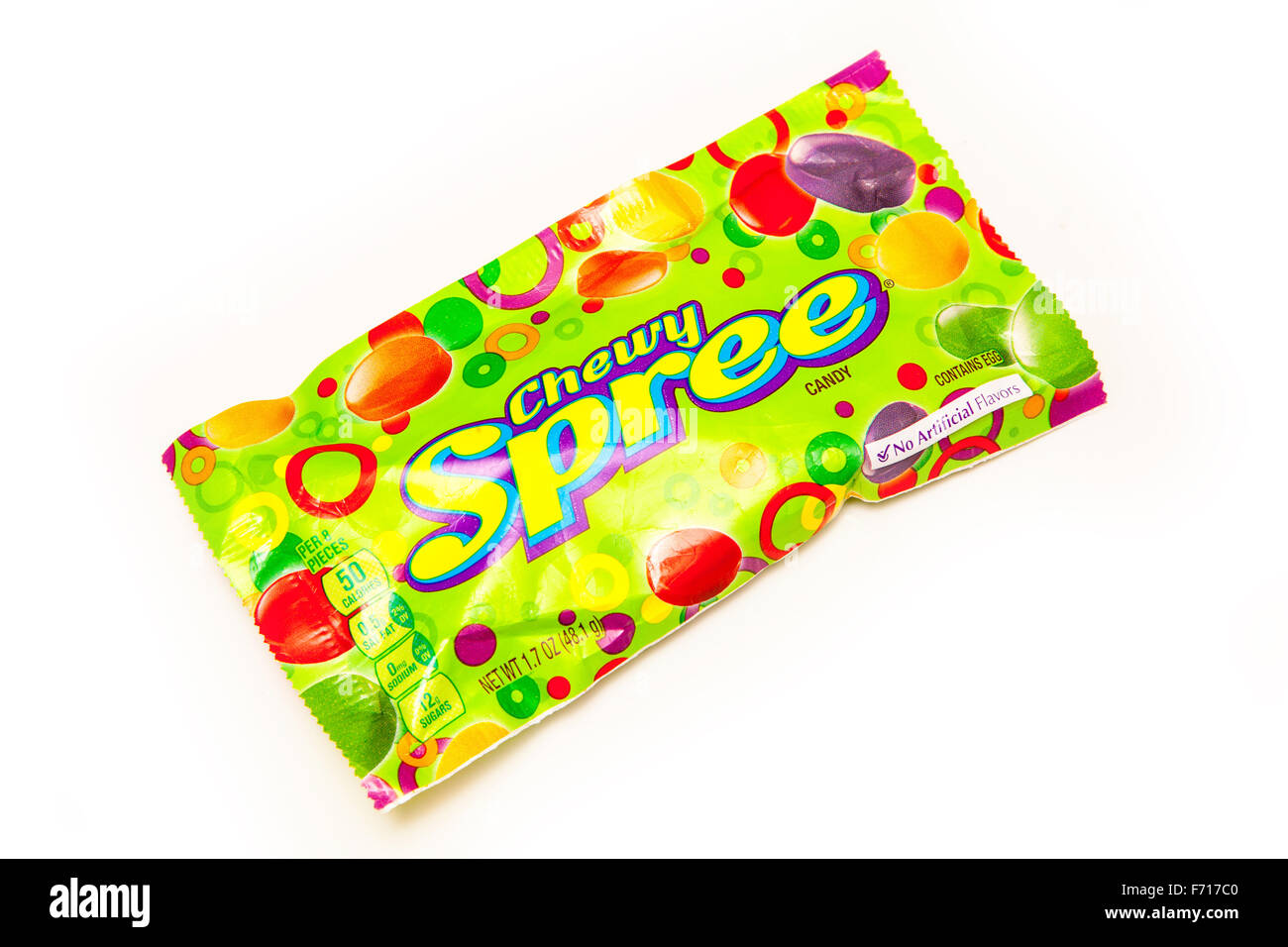 Paket von amerikanischen Chewy Spree Candy isoliert auf einem weißen Studio-Hintergrund. Stockfoto