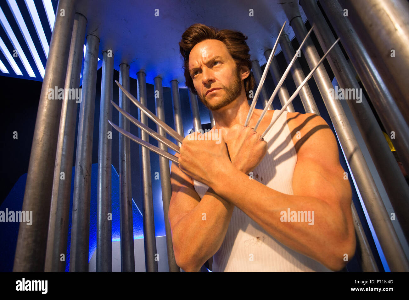 Hugh Jackman Wolverine Wachsfigur Stockfoto