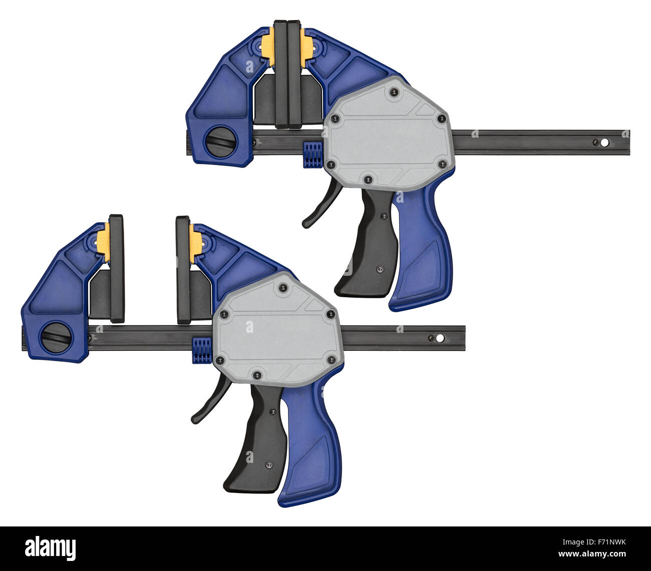 Moderne Bar mit Schnellspanner spannen. Werkzeug kann in Zimmerei, Holzbearbeitung oder andere Handwerk verwendet werden. Stockfoto