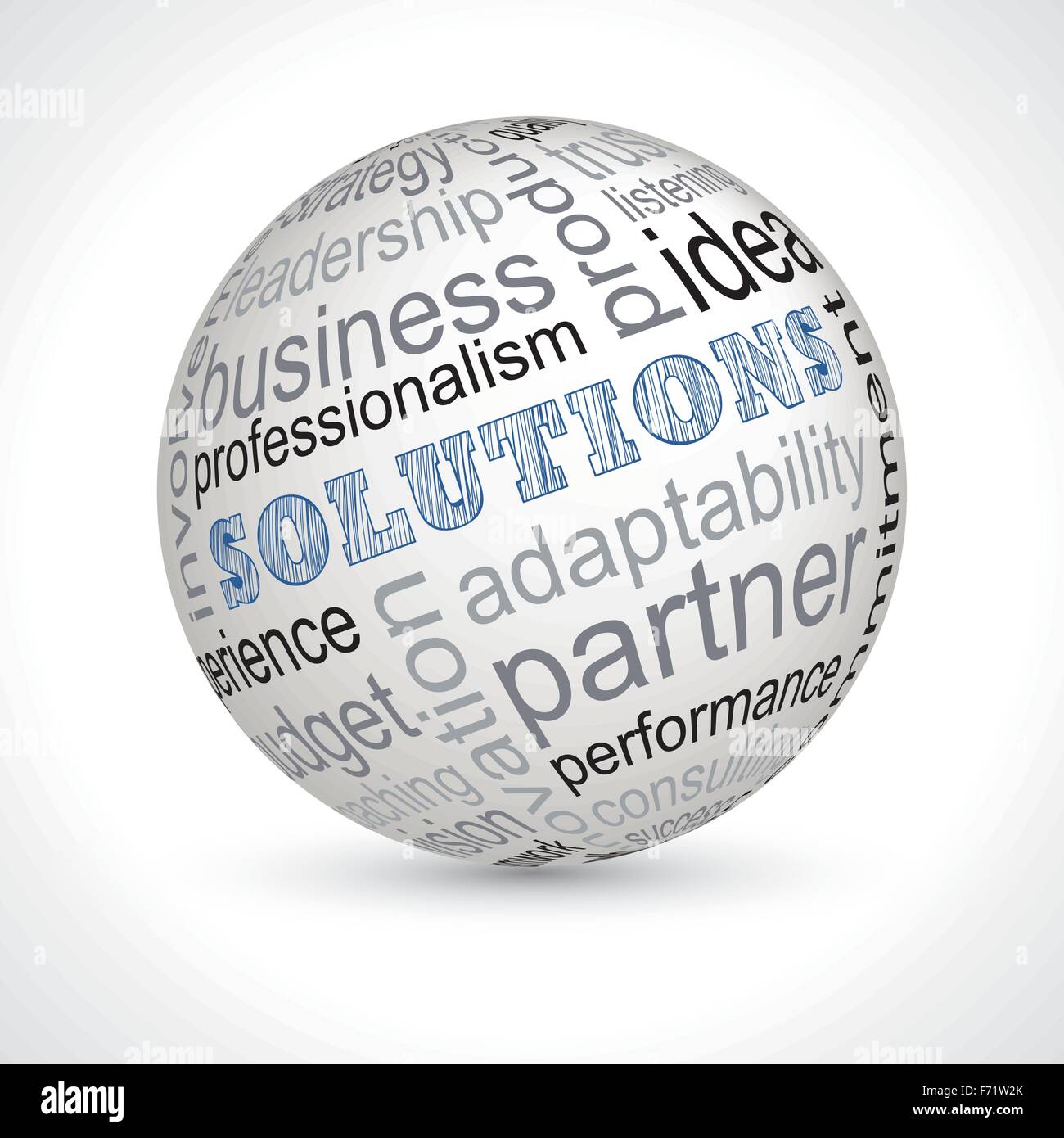 Lösungen-Thema-Kugel mit Keywords voll Vektor Stock Vektor