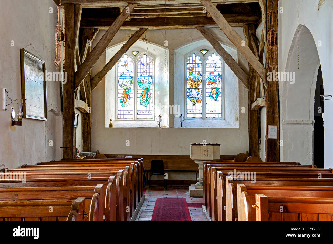 Das Kirchenschiff der St.-Thomas-Kirche der Apostel, Harty, Isle of Sheppey in Kent, England UK Stockfoto