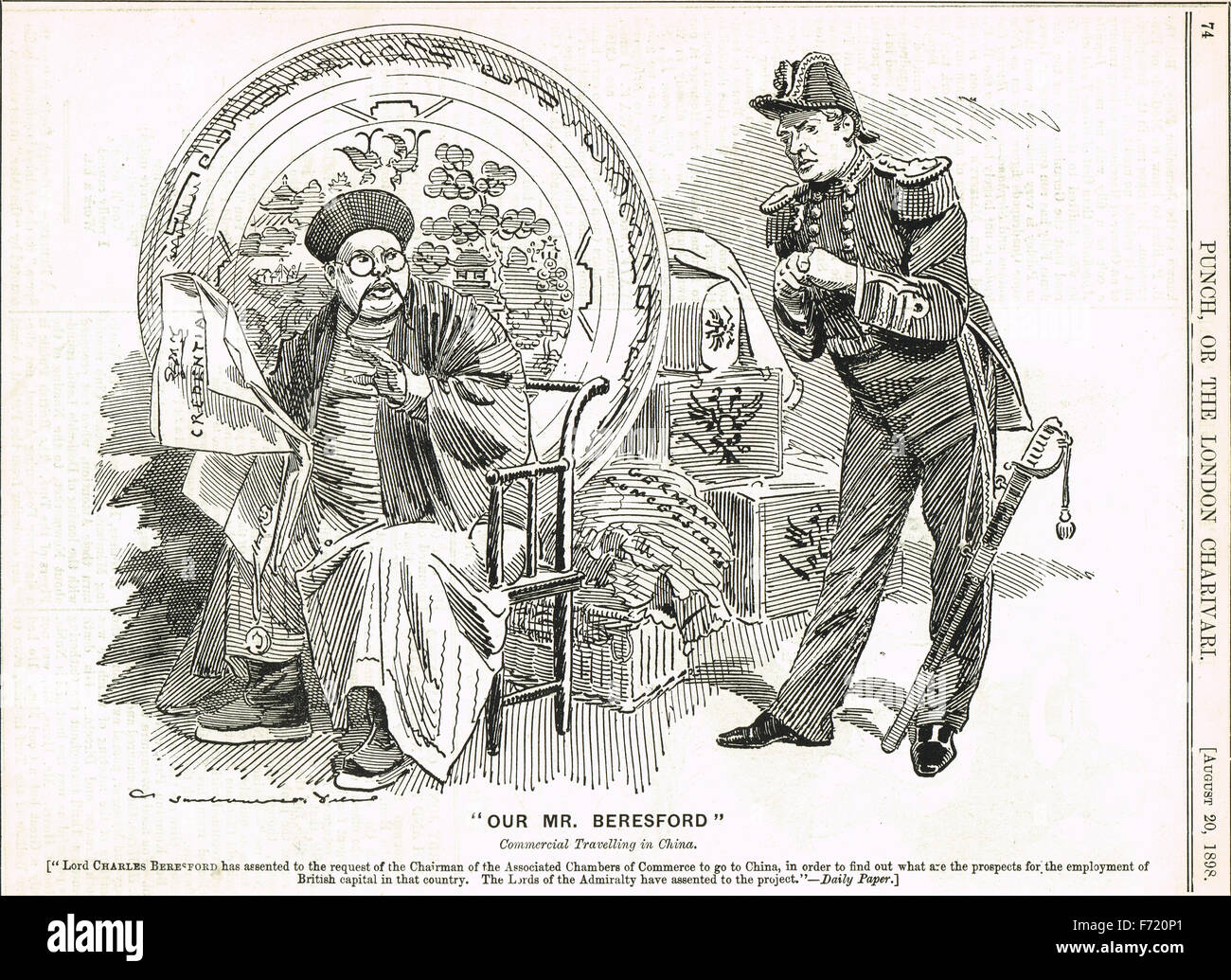 1898 Punch Cartoon Lord Beresford China Stockfoto