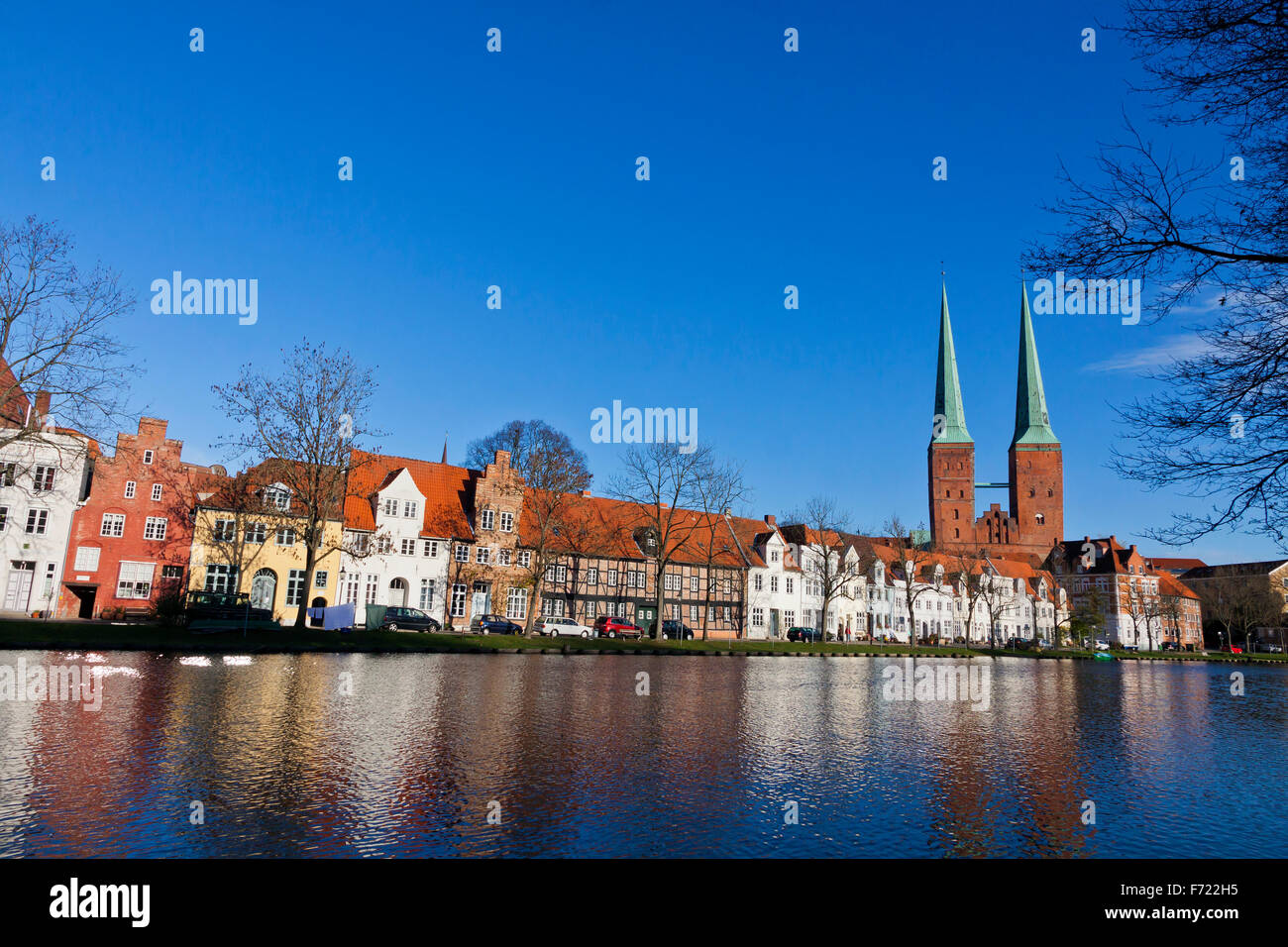 Skyline von der mittelalterlichen Stadt von Lübeck, Deutschland Stockfoto