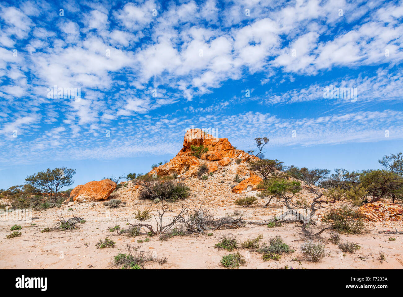 bunte Felsvorsprung an der Granit-Reserve in der Nähe von Mount Magnet, Murchison Bezirk Mitte West Western Australia Stockfoto