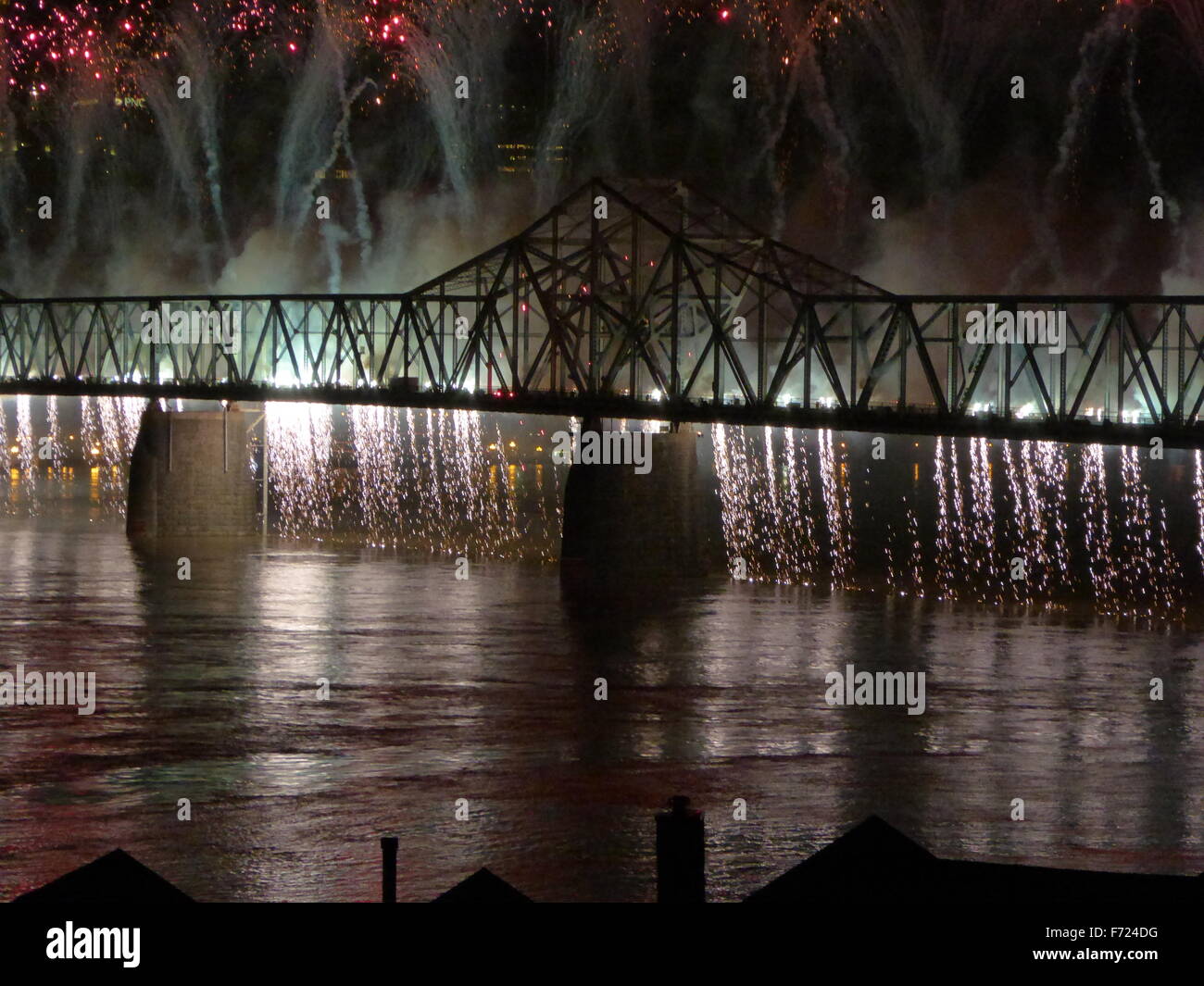 Brücke am Feuer, Donner über Louisville, Feuerwerk Stockfoto