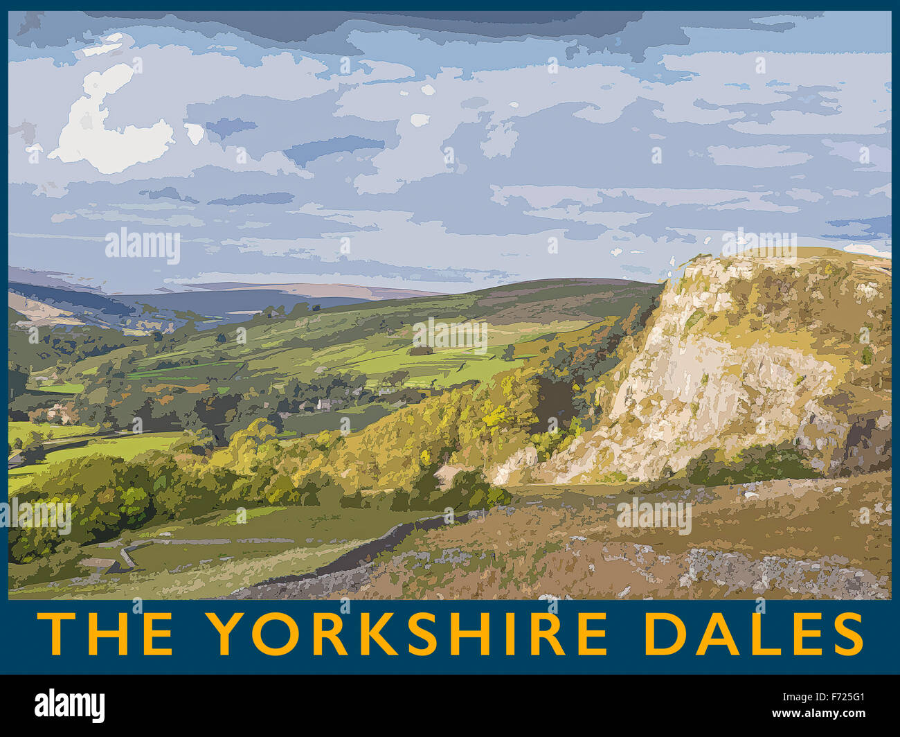 Ein Plakat Stil Illustration aus einem Foto Ribblesdale, Yorkshire Dales National Park, North Yorkshire, England, UK Stockfoto