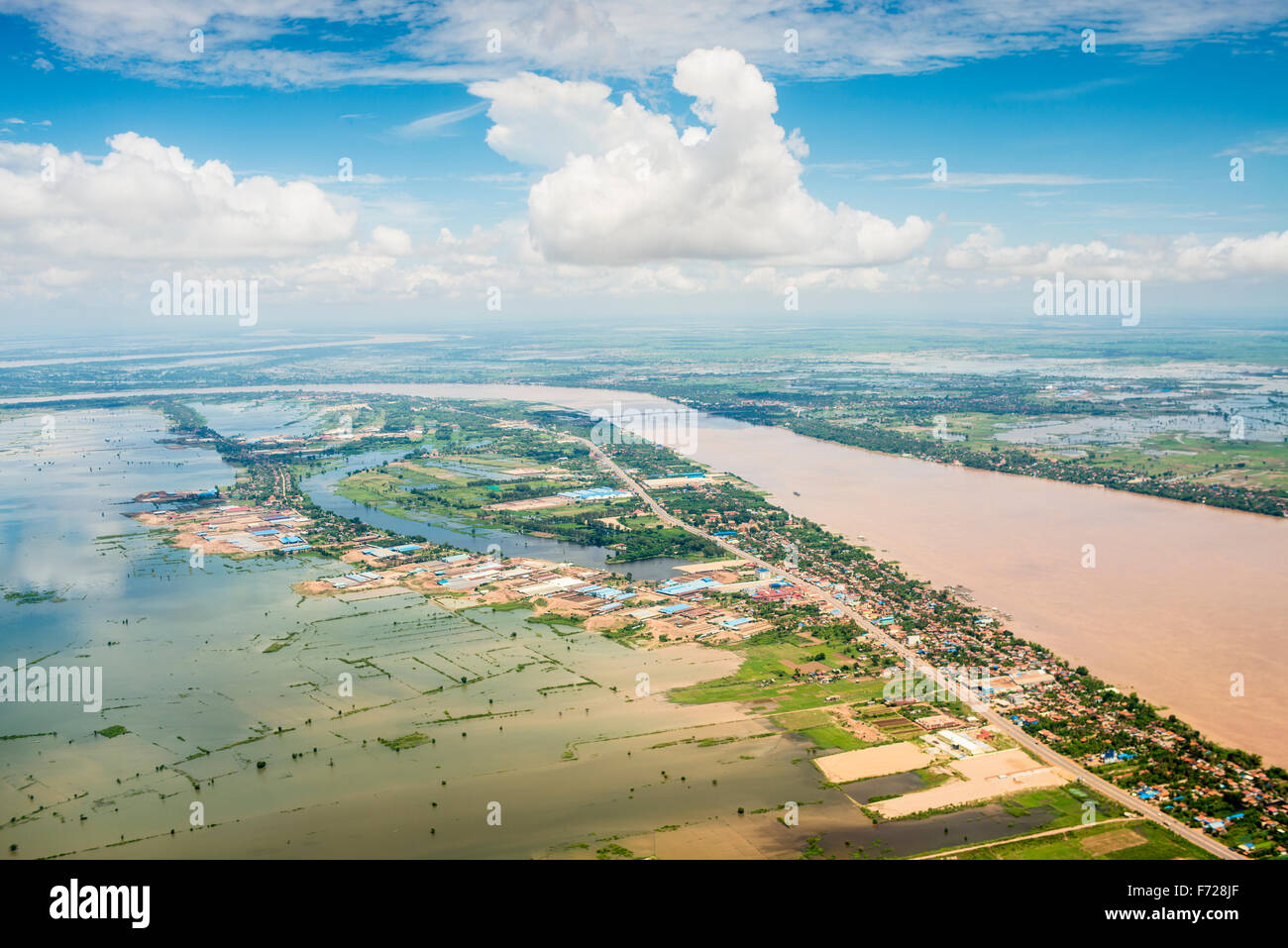 Mekong-Fluss bei Hochwasser, Kambodscha Stockfoto